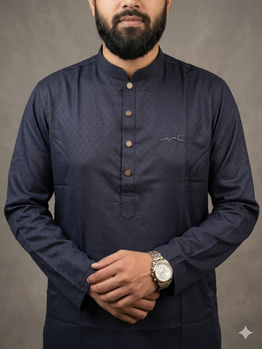 Azeer Ihtiram Midnight Blue Panjabi