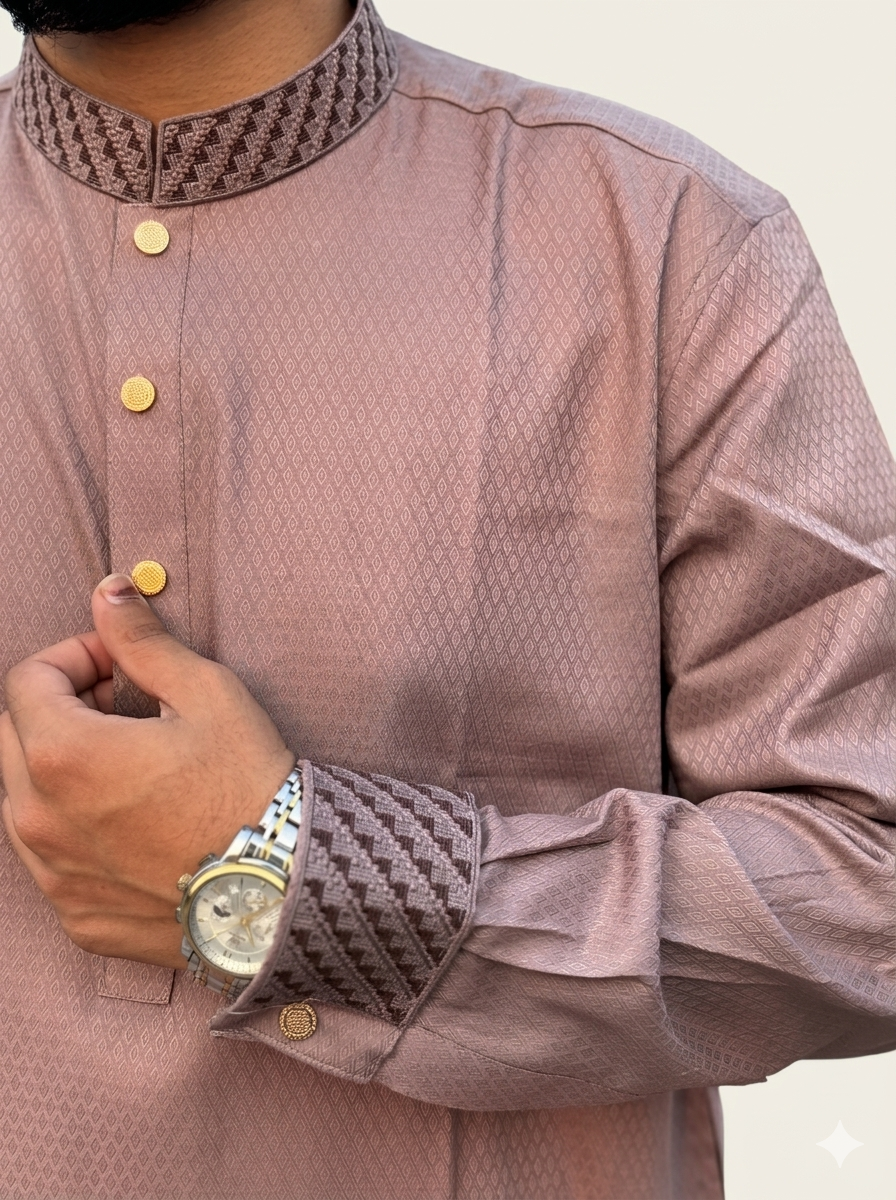 Azeer Shaan Light Rose Gray Panjabi